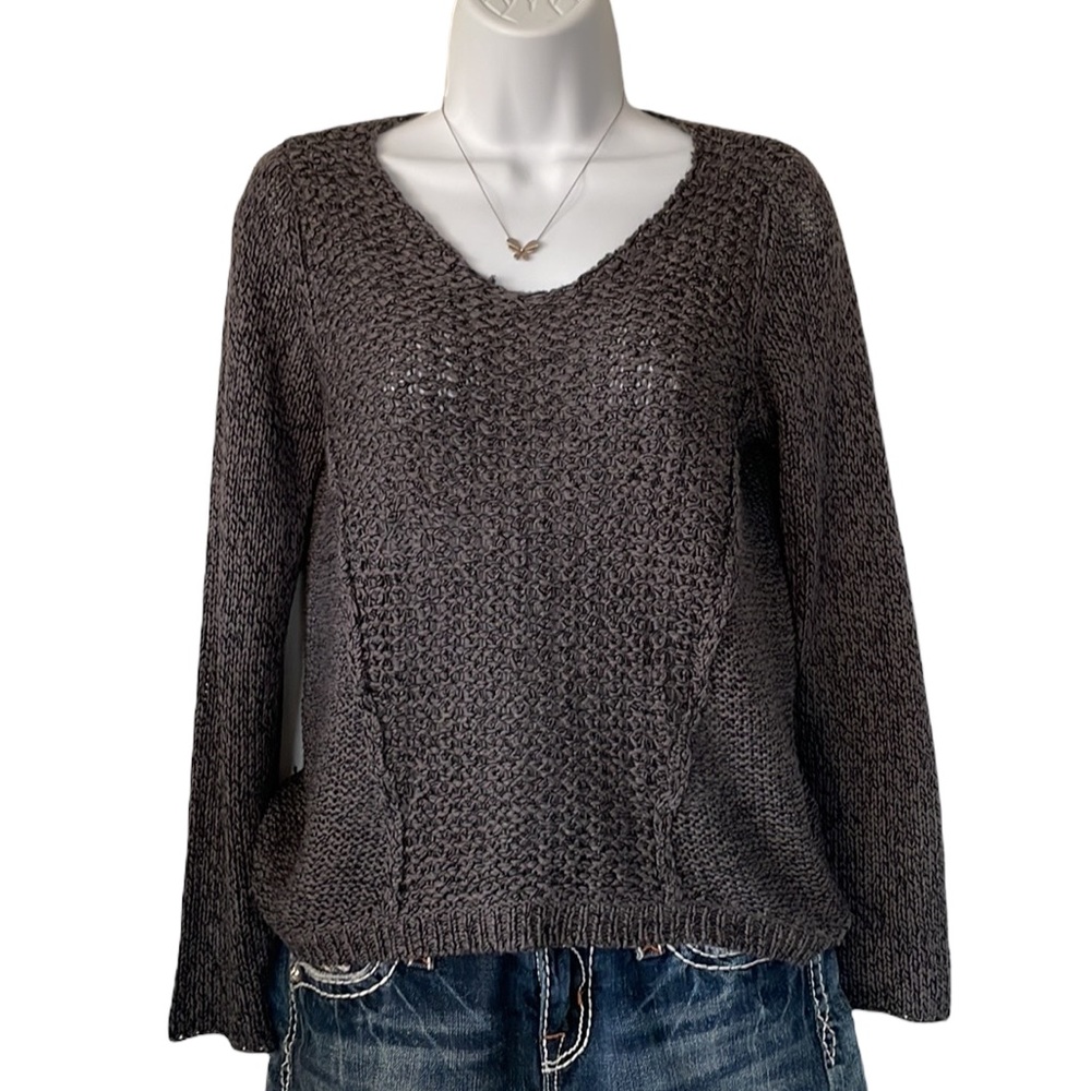 RDI mixed stitch knit v-neck sweater - Picture 2 of 13